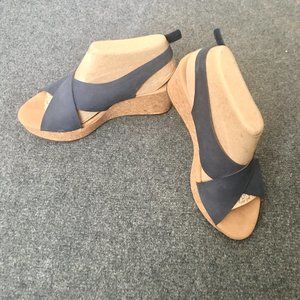 Clarks Cork Wedge Sandals Blue Size 7.5 W